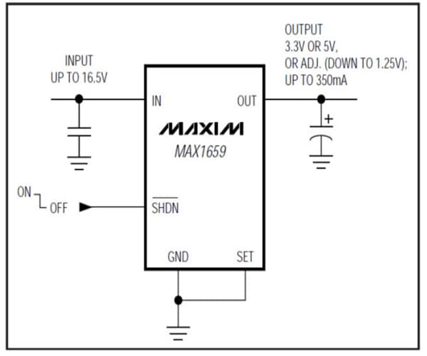 框图 - Analog Devices / Maxim Integrated MAX1659低压差线性稳压器