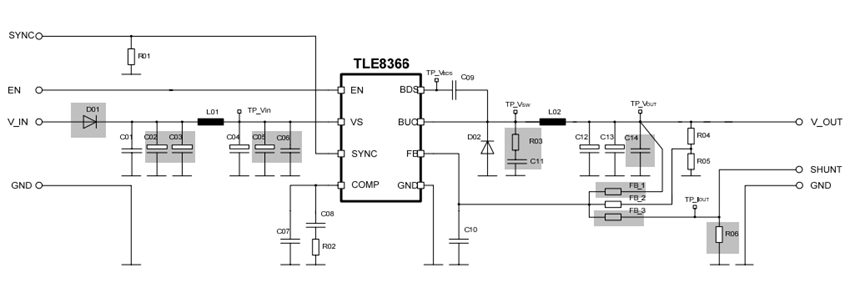 原理图 - Infineon Technologies TLE8366EV演示板