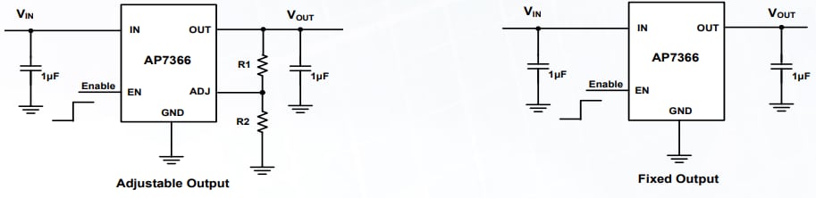 应用电路图 - Diodes Incorporated AP7366 LDO稳压器