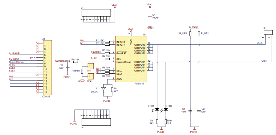 原理图 - STMicroelectronics VND7E025AJ评估板