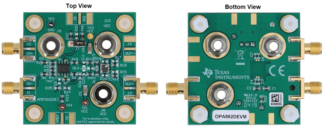 机械图纸 - Texas Instruments OPA862DEVM放大器评估模块 (EVM)
