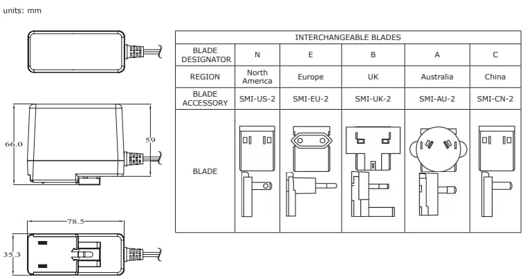 机械图纸 - CUI Inc SMI36交流-直流电源