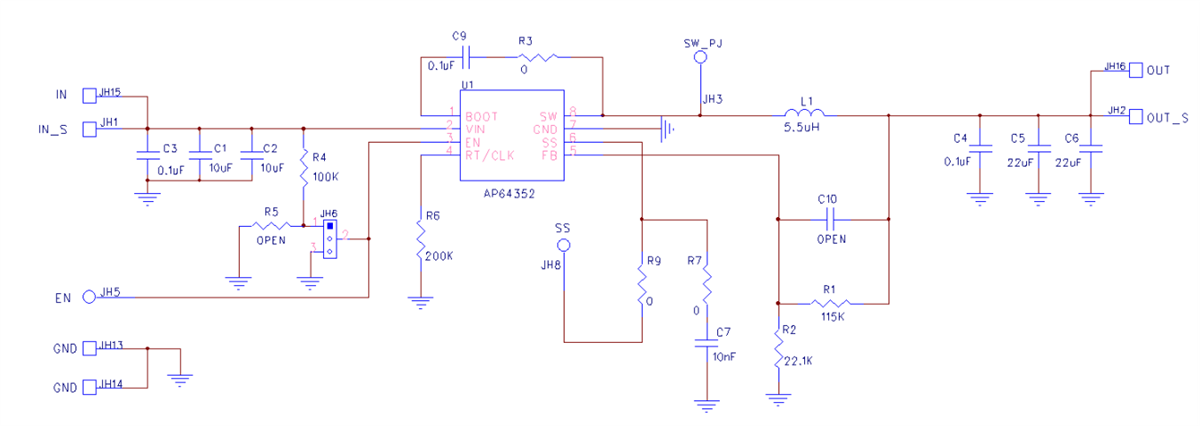 原理图 - Diodes Incorporated AP64352SP-EVM 评估板