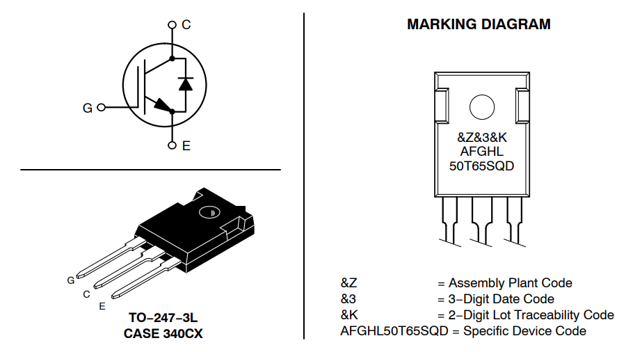 onsemi AFGHL40T65SQD和AFGHL50T65SQD IGBT