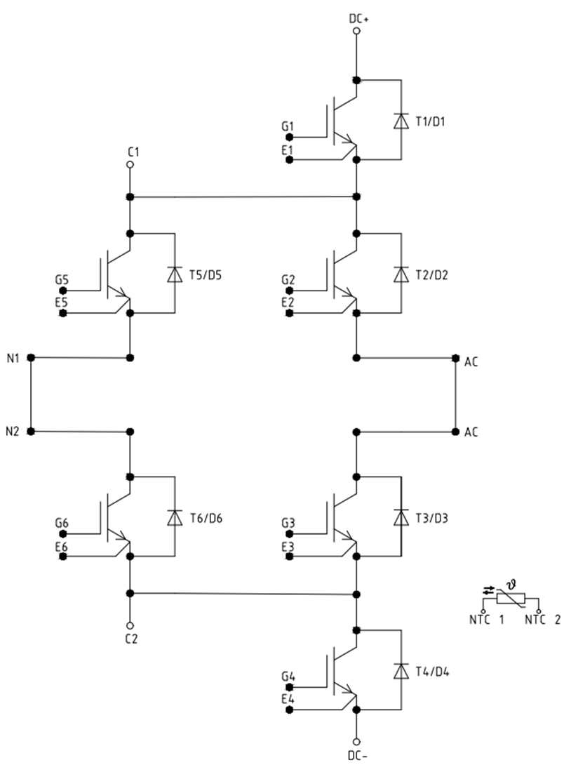 原理图 - Infineon Technologies F3L400R10W3S7 EasyPACK™ IGBT模块