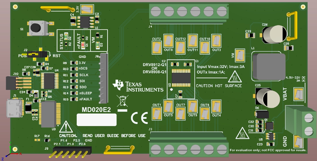 机械图纸 - Texas Instruments DRV8908-Q1EVM驱动器评估模块 (EVM)
