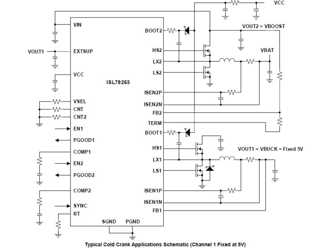 Renesas Electronics ISL78263冷启动升压和降压控制器