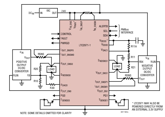 应用电路图 - Analog Devices Inc. LTC2971双通道电源系统管理器