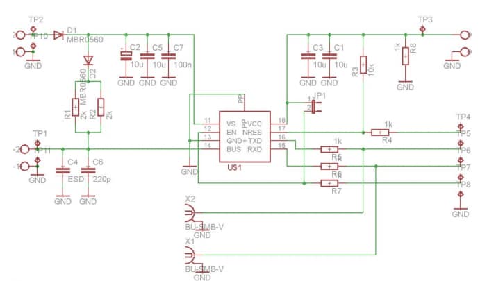 原理图 - Infineon Technologies TLE8457 LIN LDO演示板
