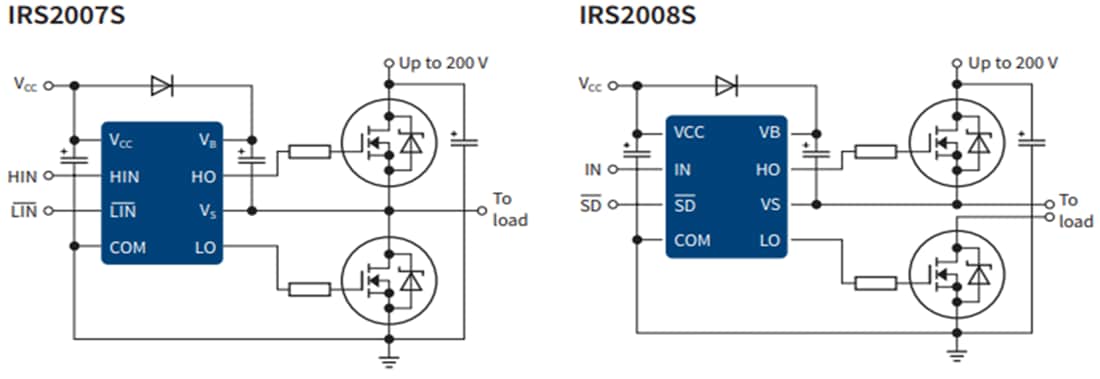应用电路图 - Infineon Technologies 200V电平移位栅极驱动器