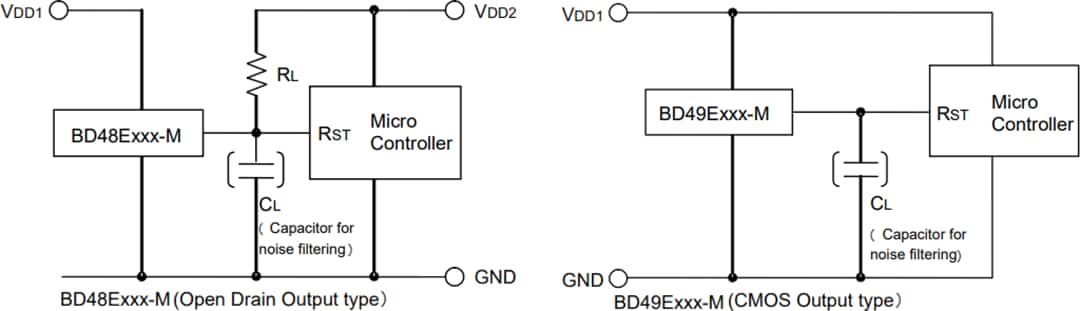 应用电路图 - ROHM Semiconductor BD48和BD49汽车用电压检测器IC