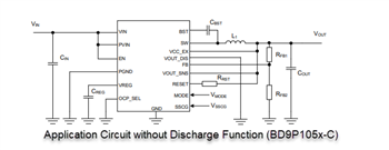 应用电路图 - ROHM Semiconductor BD9P系列单通道2.2MHz降压DC-DC转换器