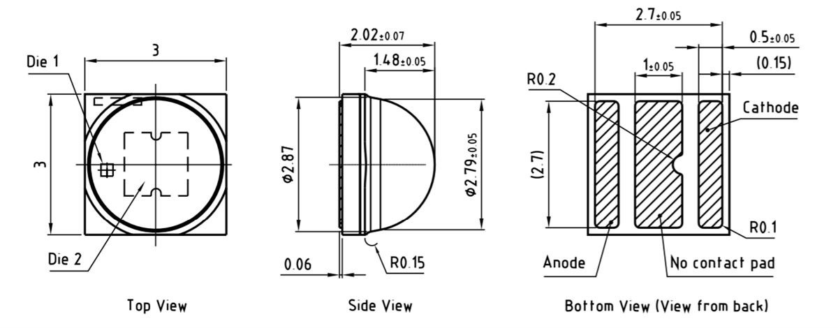 机械图纸 - ams OSRAM OSLON® Square Horti White LED