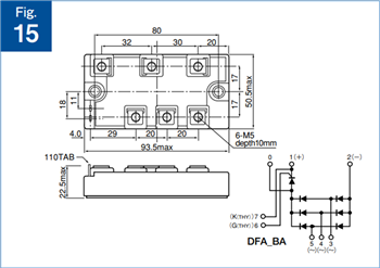 Mechanical Drawing - SanRex DFA Series 800V & 1600V Diode Power Modules