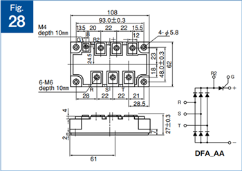 Mechanical Drawing - SanRex DFA Series 800V & 1600V Diode Power Modules
