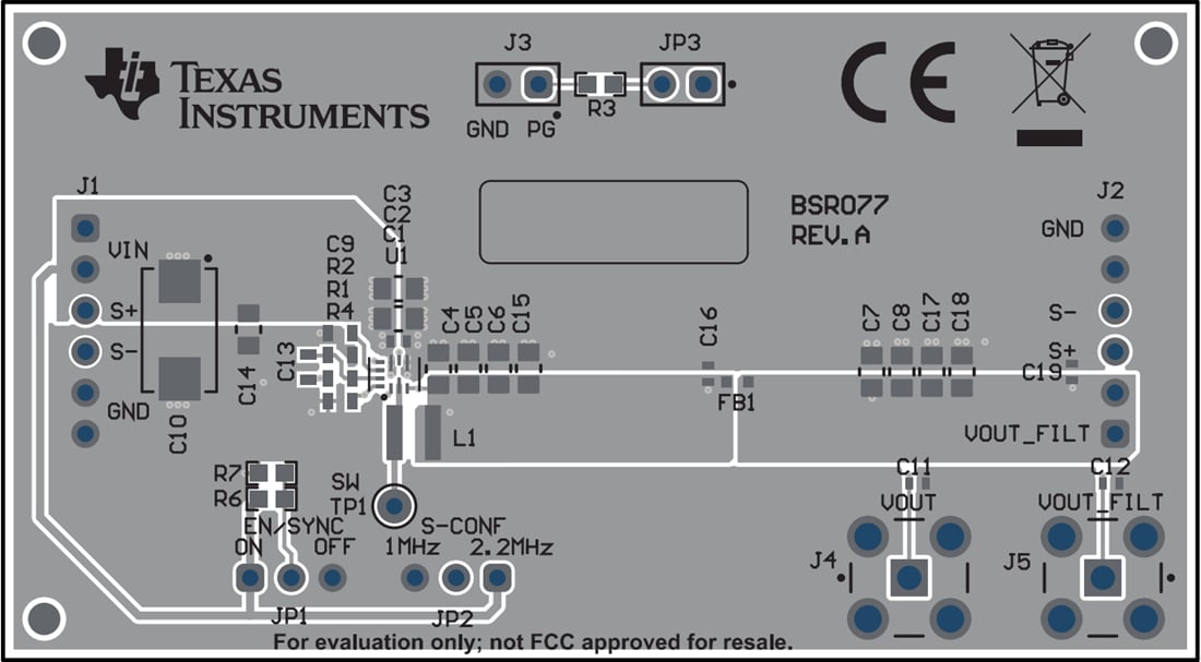机械图纸 - Texas Instruments TPS6291xEVM-077转换器评估模块