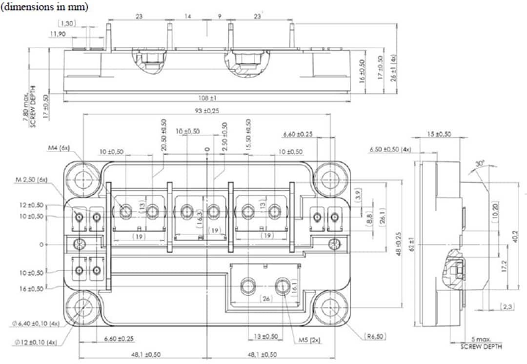 机械图纸 - Microsemi / Microchip AgileSAIR®相臂SiC MOSFET功率模块