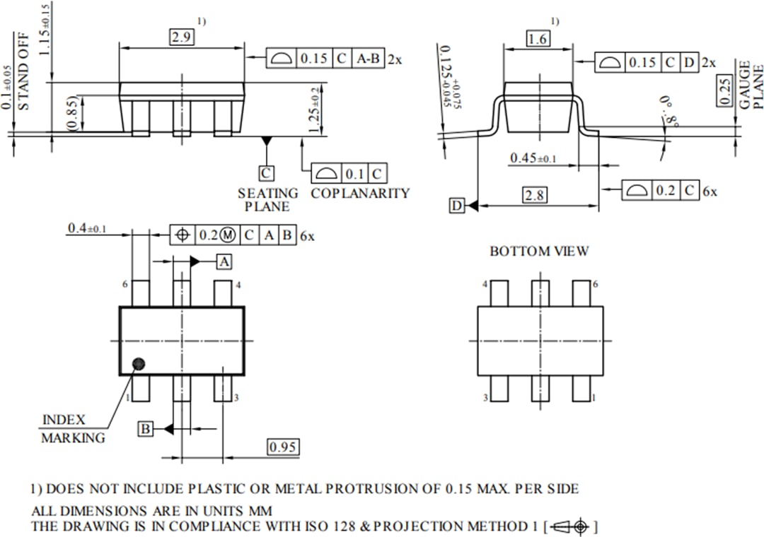 机械图纸 - Infineon Technologies BCR431U线性低压降LED驱动器