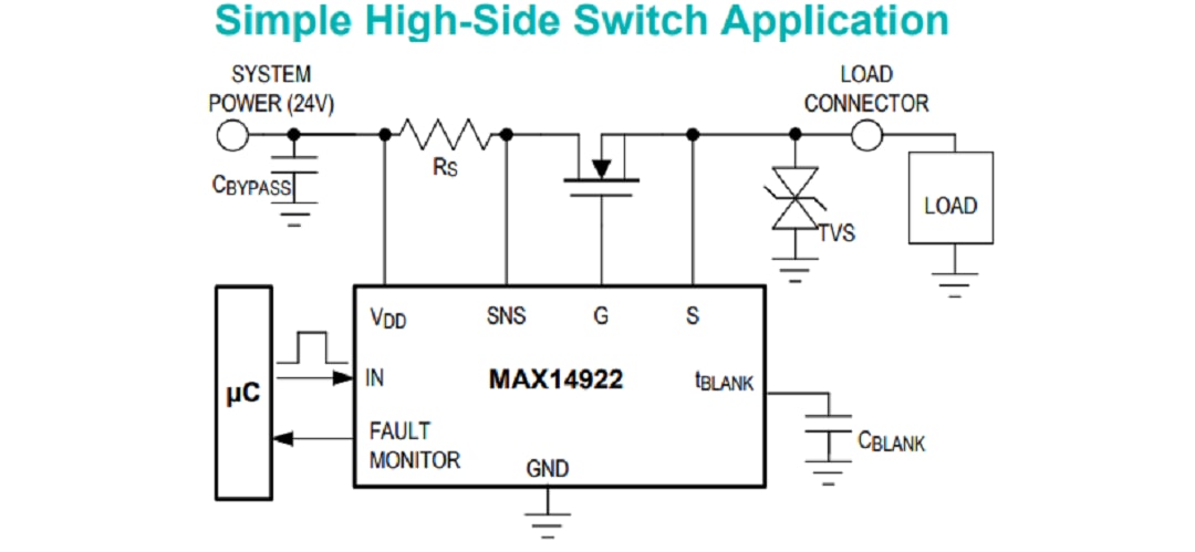 应用电路图 - Analog Devices Inc. MAX14922高边开关控制器