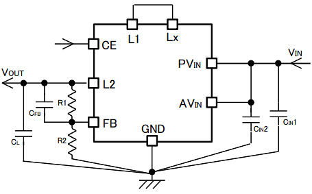应用电路图 - Murata Electronics PicoBK™ MYRG直流/直流转换器