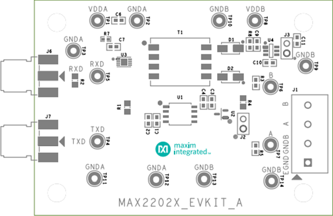 机械图纸 - Analog Devices Inc. MAX2202X 评估套件