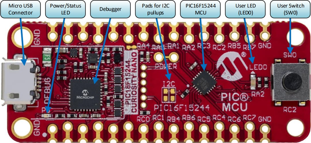 Microchip Technology PIC16F15244 Curiosity Nano套件 (EV09Z19A)