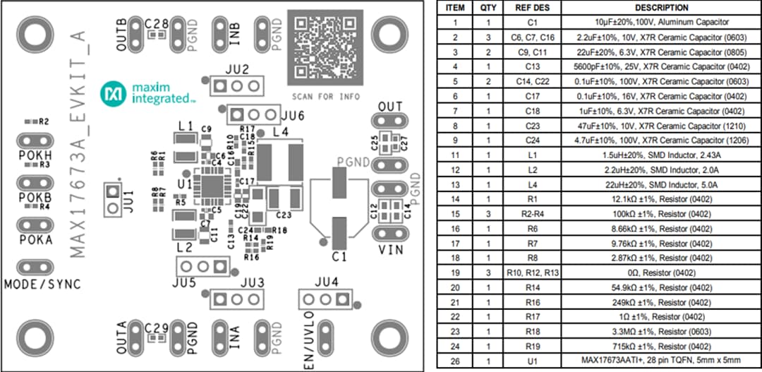 机械图纸 - Analog Devices Inc. MAX17673AEVKIT 评估套件