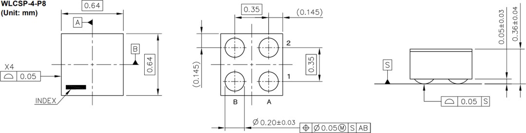 机械图纸 - Nisshinbo RP122Z低压差 (LDO) 稳压器