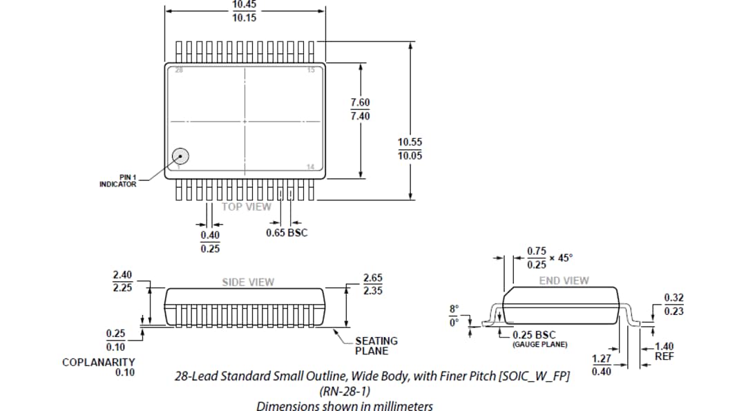 机械图纸 - Analog Devices Inc. ADM256xE RS-485收发器