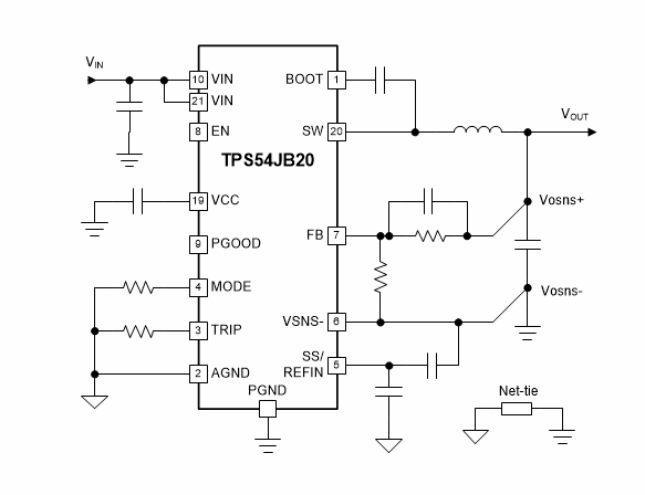 原理图 - Texas Instruments TPS54JB20同步降压转换器