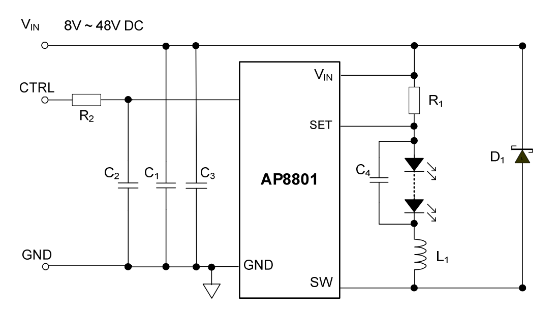 原理图 - Diodes Incorporated AP8801EV2 评估板