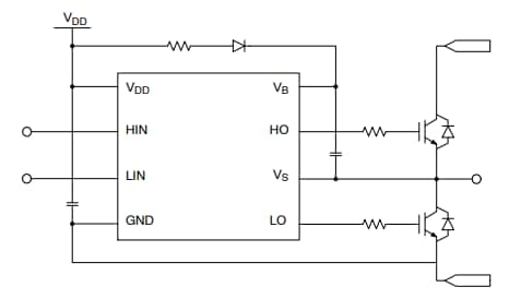 应用电路图 - onsemi NCD57200半桥栅极驱动器