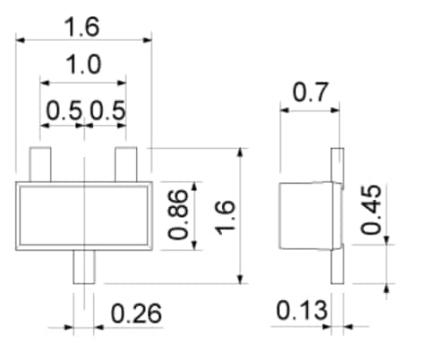机械图纸 - ROHM Semiconductor RB7x肖特基势垒二极管