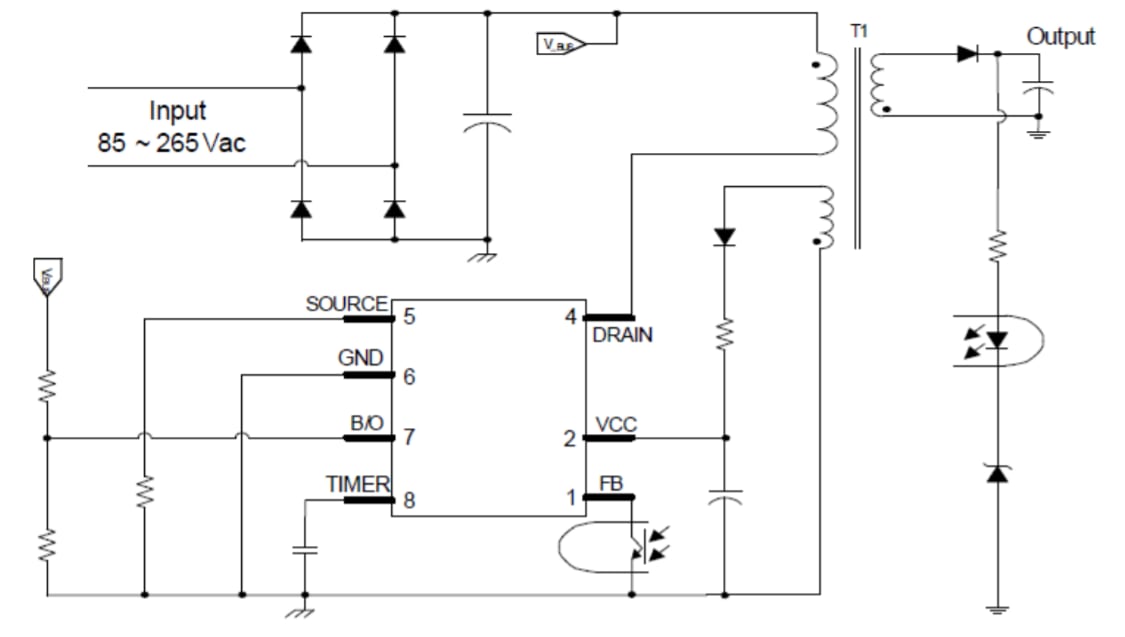 Application Circuit Diagram - Monolithic Power Systems (MPS) HF500-40HF500-40 Fixed-Frequency Flyback Regulator