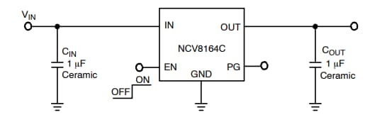应用电路图 - onsemi NCV8164C超低噪声LDO稳压器