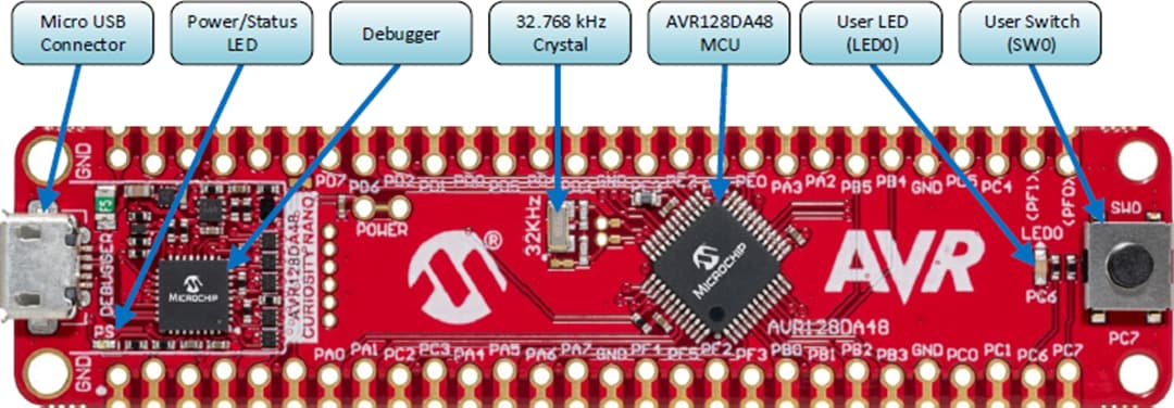 Microchip Technology AVR128DA48 Curiosity Nano套件 (DM164151)