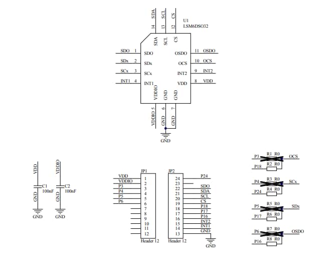原理图 - STMicroelectronics STEVAL-MKI215V1适配器板