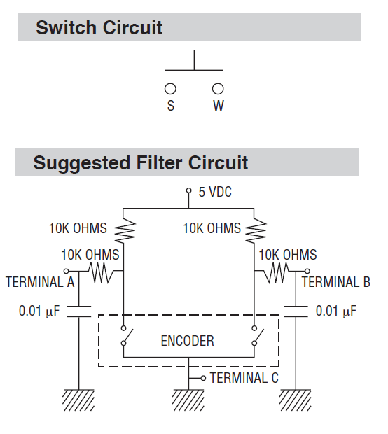 应用电路图 - Bourns PEC11H 11mm旋转式编码器（具有较高止动力）