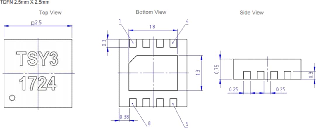 机械图纸 - TE Connectivity / Measurement Specialties TSYS03数字温度传感器