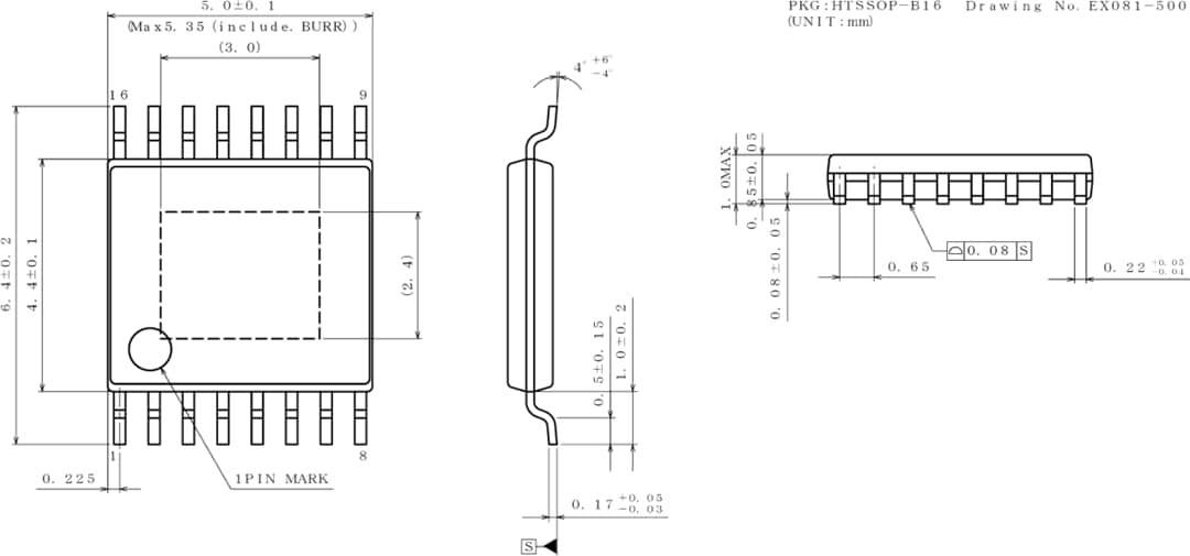 机械图纸 - ROHM Semiconductor BD18337EFV-ME2和BD18347EFV-ME2 LED驱动器