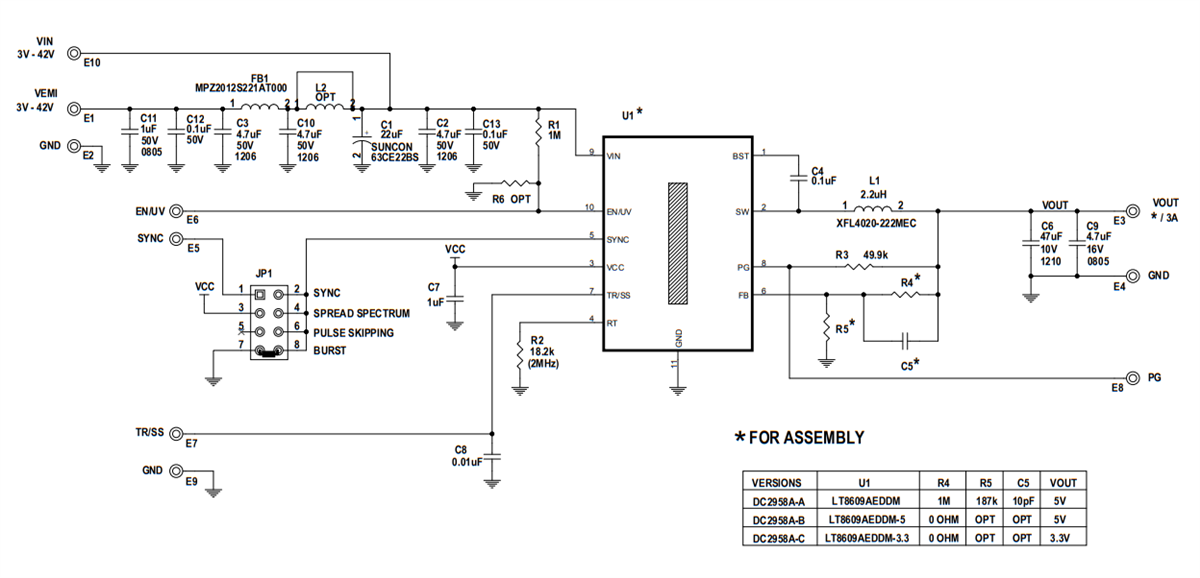 原理图 - Analog Devices Inc. LT8609演示板DC2958A-A/B/C