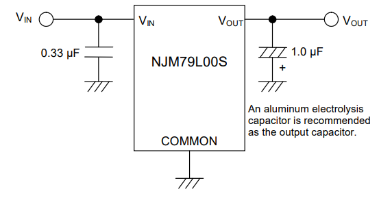 Application Circuit Diagram - Nisshinbo NJM79L00S Negative Voltage Regulators
