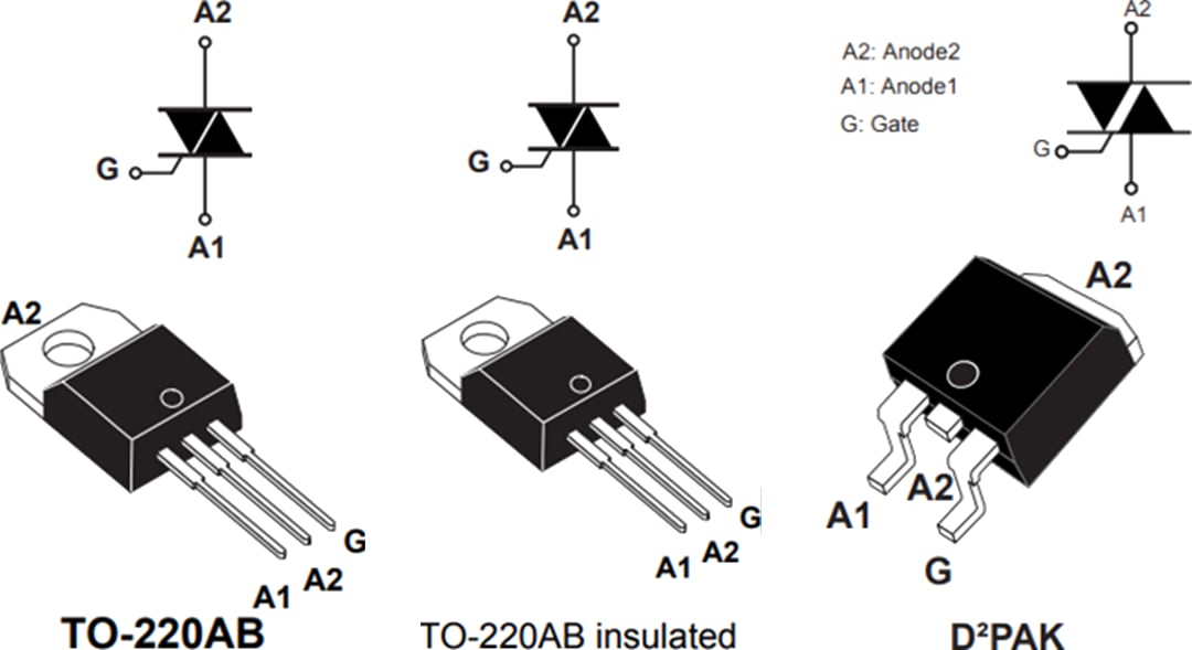机械图纸 - STMicroelectronics T2535T三端双向可控硅
