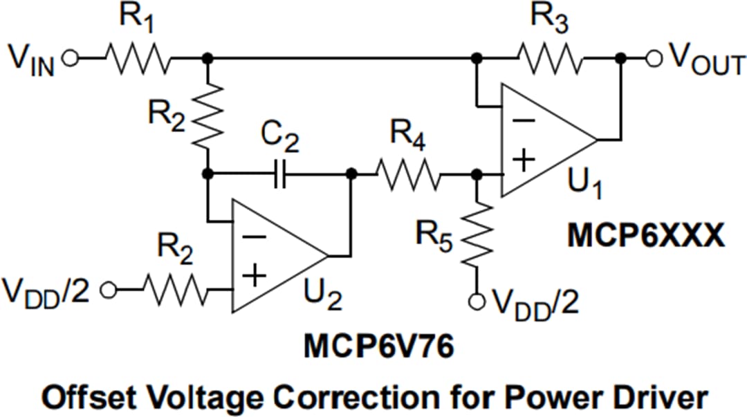 应用电路图 - Microchip Technology MCP6V7x零漂移线性运算放大器
