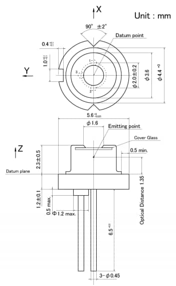 机械图纸 - ROHM Semiconductor 红色单模激光二极管