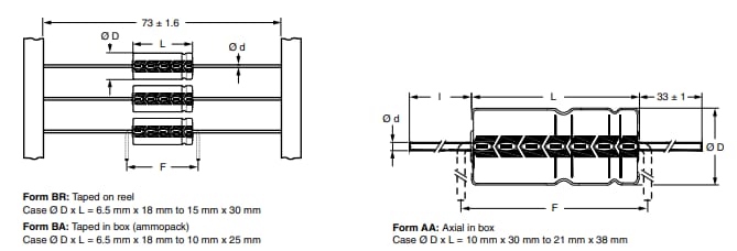 图表 - Vishay / BC Components 125ALS轴向铝电解电容器