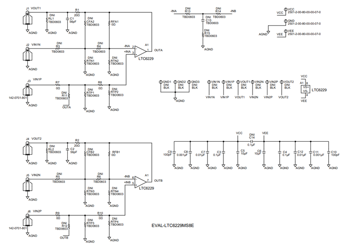 原理图 - Analog Devices Inc. EVAL-LTC6229MS8E 评估板