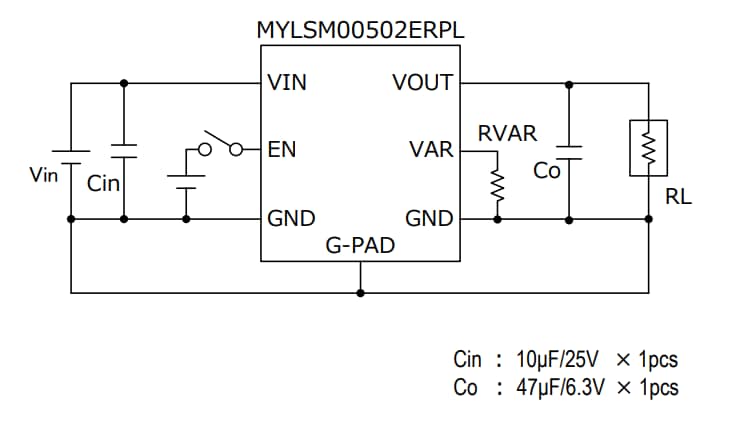 应用电路图 - Murata Electronics MYLSM直流-直流转换器