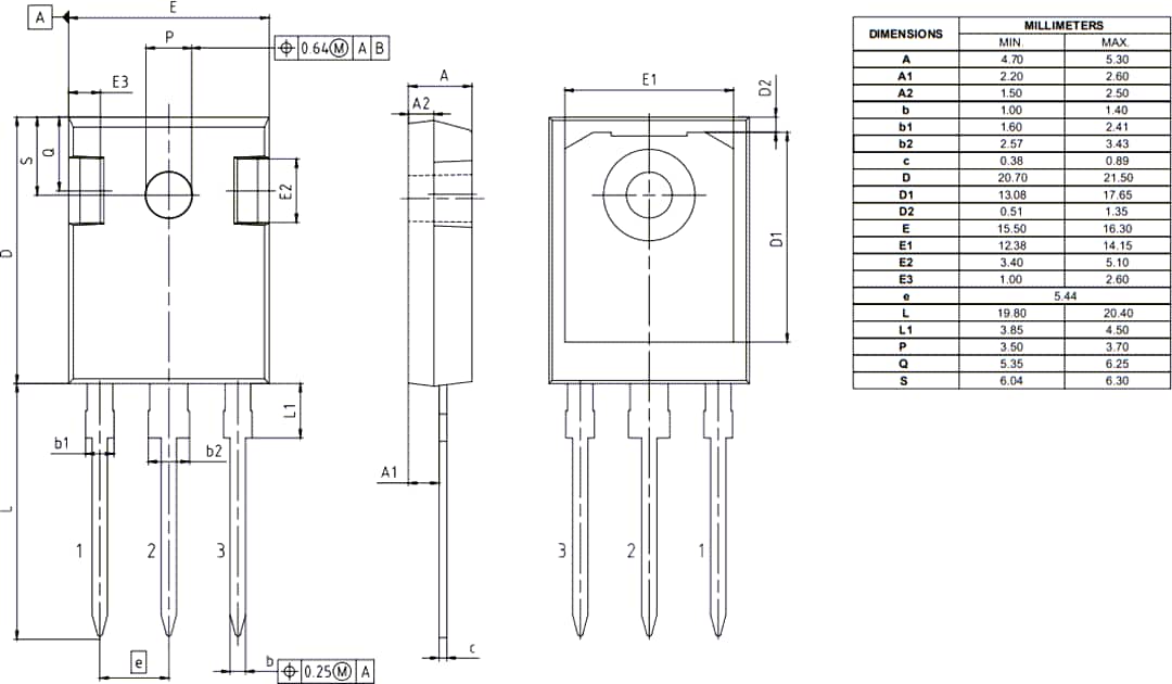 机械图纸 - Infineon Technologies 650V CoolSiC™ M1沟槽式功率MOSFET