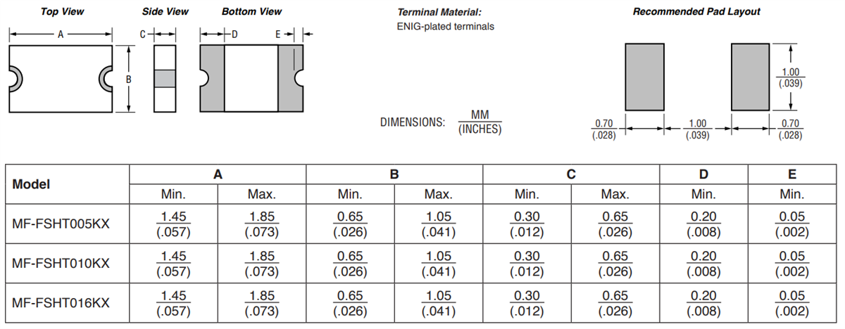 Bourns MF-FSHT PTC自恢复保险丝
